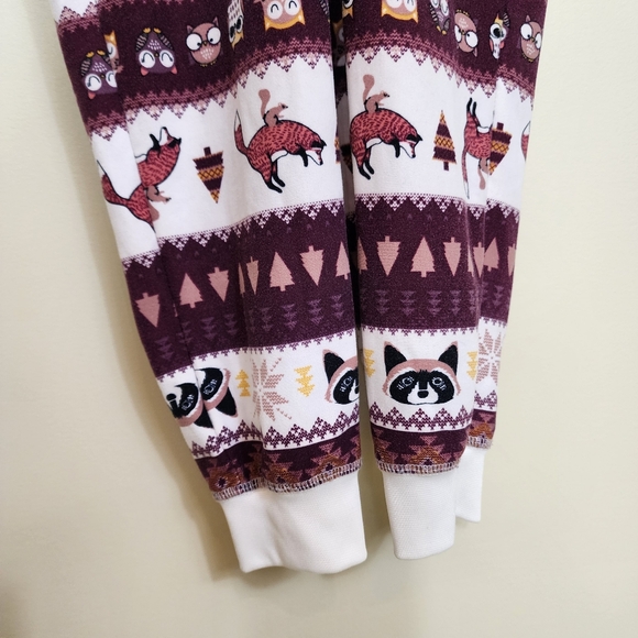 Cabin Fever Boho Tribal Onesie Pajamas Sz Small Stripe Animal Print Fox Owl Bear - Picture 7 of 10